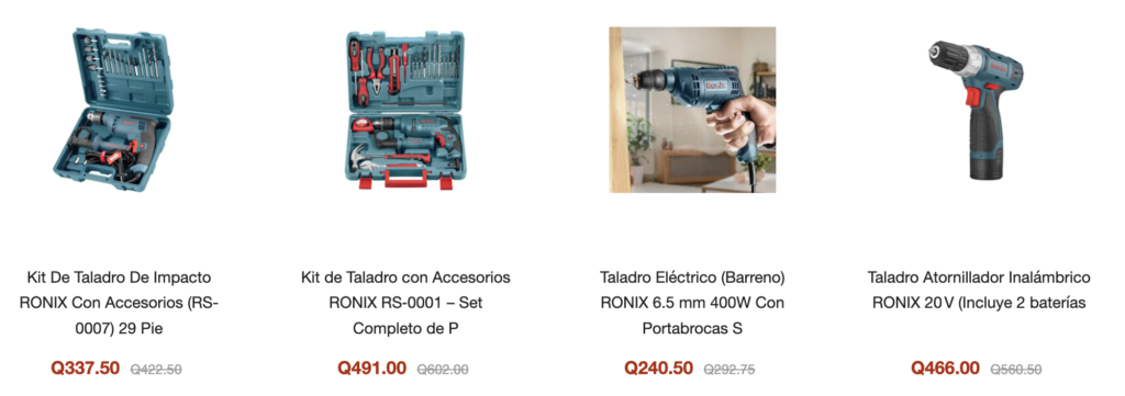 Varios barrenos y atornilladores ronix disponibles en pacifiko y con envio a toda Guatemala